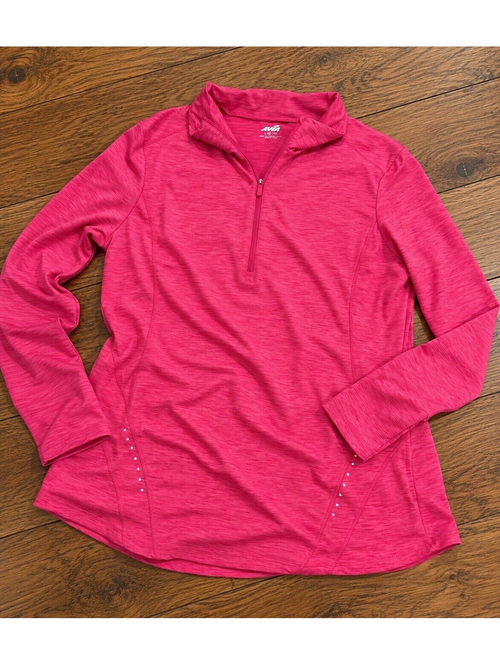 Avia Women’s Pink Heathered 1/4 Zip Mock Neck Pullover Long Sleeve Knit XL